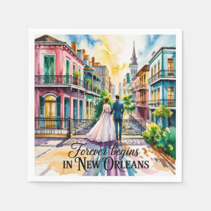 New Orleans NOLA Wasserfarbenhochzeit Serviette