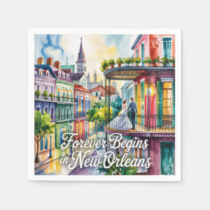 New Orleans NOLA Wasserfarbenhochzeit Serviette