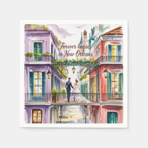 New Orleans NOLA Wasserfarbenhochzeit Serviette