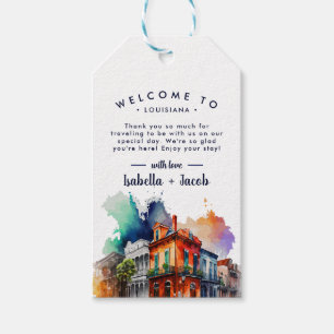 New Orleans Nola Watercolor Wedding Willkommen Geschenkanhänger