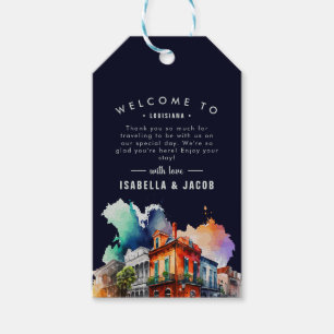 New Orleans Nola Watercolor Wedding Willkommen Geschenkanhänger