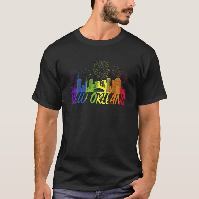 New Orleans Pride Skyline Parco Tassino T-Shirt (Vorderseite)