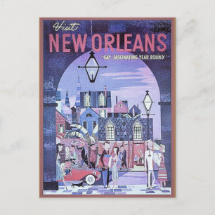 New Orleans Reise im Vintage-Stil Postkarte