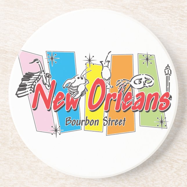 New Orleans Retro Look Sandstein Untersetzer (Vorne)