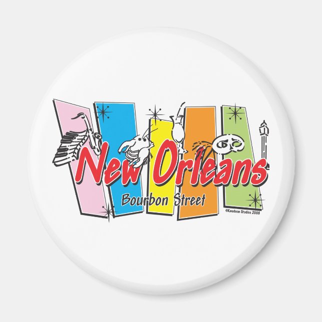 New-Orleans-Retro Magnet (Vorne)