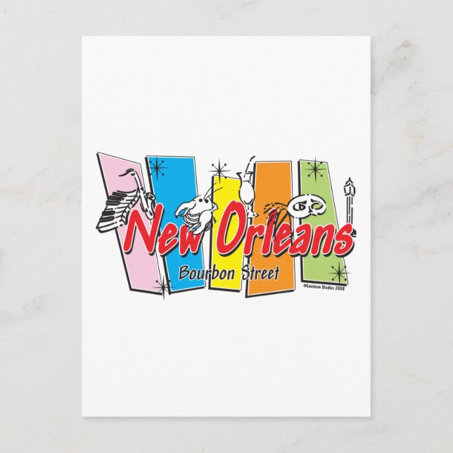 New-Orleans-Retro Postkarte (Vorderseite)