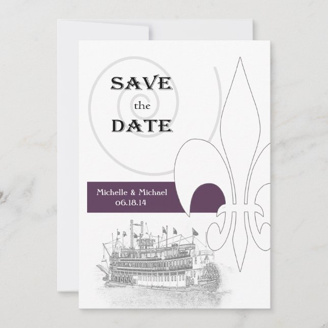 New Orleans Riverboat Lilie Save the Date (Vorderseite)