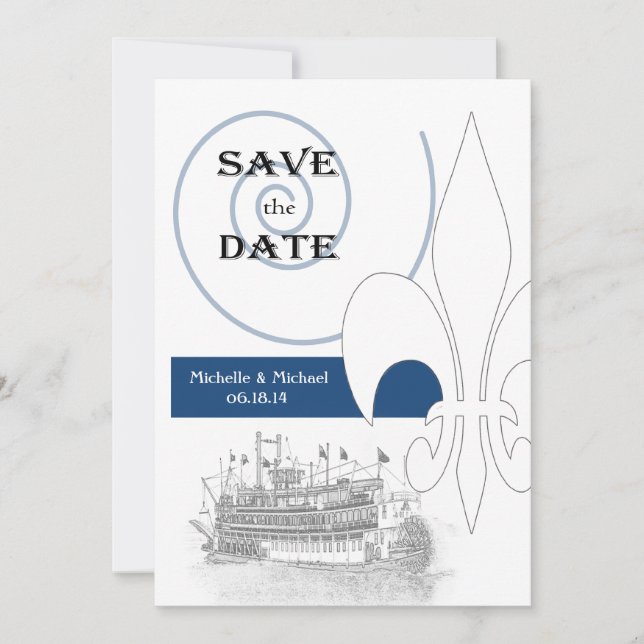 New Orleans Riverboat Lilie Save the Date Einladung (Vorderseite)