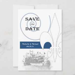 New Orleans Riverboat Lilie Save the Date Einladung