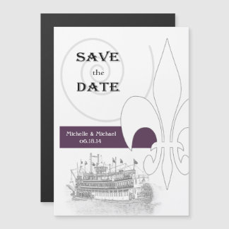New Orleans Riverboat Save the Date Lila Magneteinladung