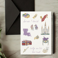 New Orleans Save the Date mit Zeichnungen