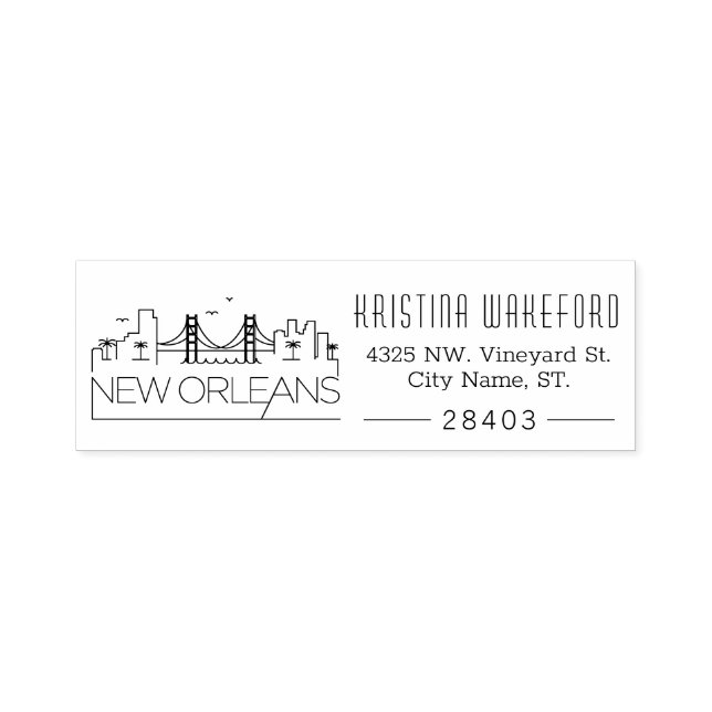 New Orleans | Selbstfarbige Briefmarke der benutze Permastempel (Design)