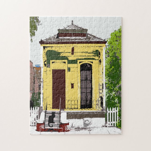 New Orleans Shot Gun House mit Katze Puzzle (Vertikal)