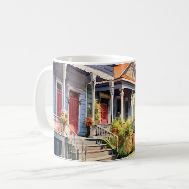 New Orleans Shotgun Zuhause Art Kaffeetasse (Vorderseite Links)