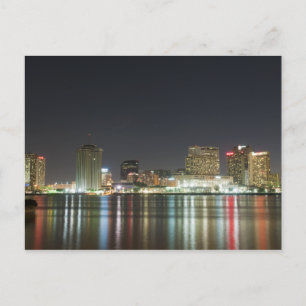 New Orleans Skyline Night Postkarte