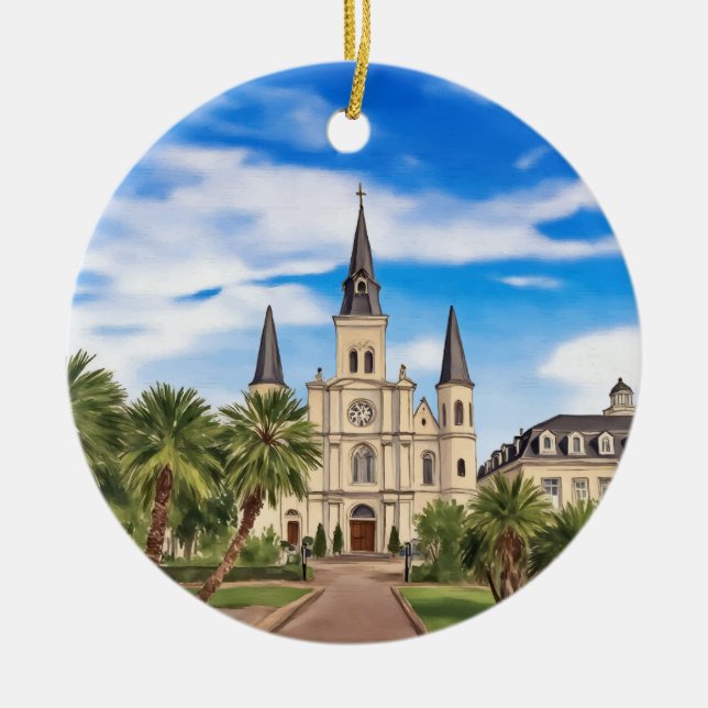 New Orleans St. Louis Cathedral Mardi Gras Keramik Ornament (Vorne)