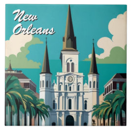 New Orleans St Louis Cathedral Turquoise Blue Fliese