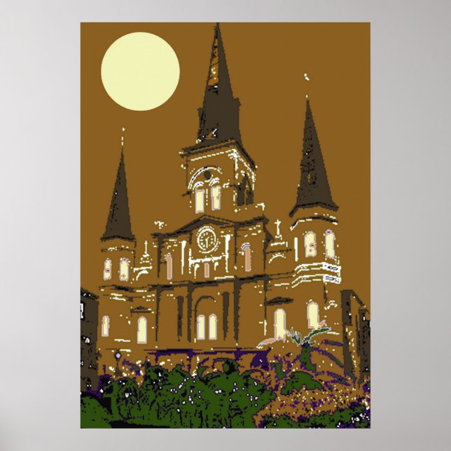 New Orleans St. Louis Kathedrale in Brown Poster (Vorne)