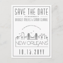 New Orleans | Stilisierte Skyline Save the Date Postkarte