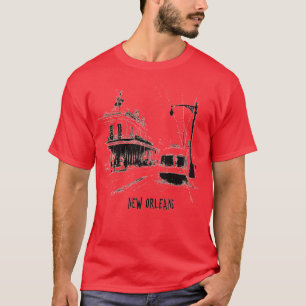 New Orleans Straßenbahn Vintage-Skizze von Histor T-Shirt