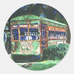 New Orleans Street Car Runder Aufkleber