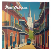 New Orleans Street & St Louis Cathedral Colorful