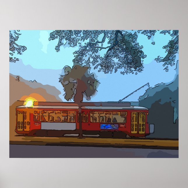 New Orleans Streetcar Morning Poster (Vorne)