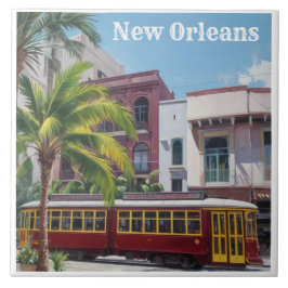 New Orleans Streetcar - Vintage Street Car Tram Fliese