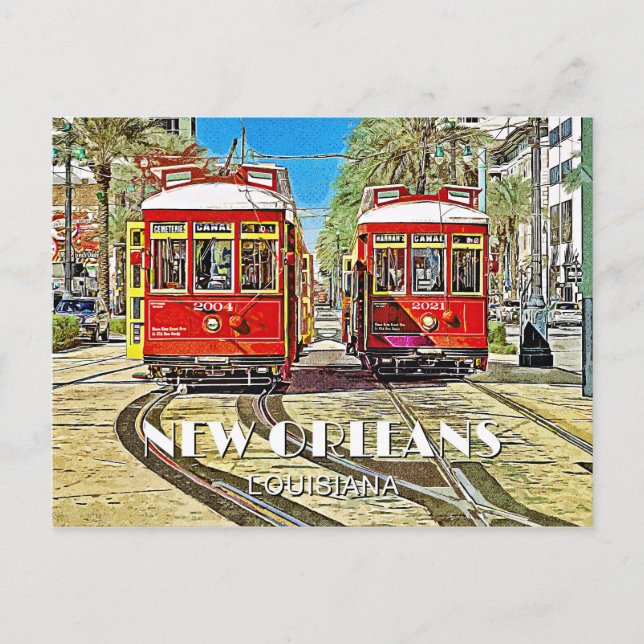 New Orleans Streetcars Postkarte (Vorderseite)