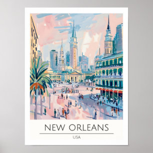 New Orleans USA Vintage Kunst Illustration Reise Poster