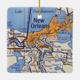 New Orleans Vintage Karte Keramikornament