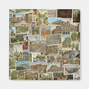 New Orleans Vintage-Postkarten-Collage-Magnet Magnet
