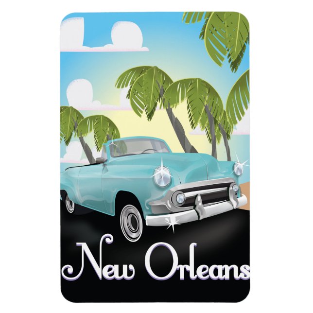 New Orleans Vintage Reiseplakat. Magnet (Vertikal)