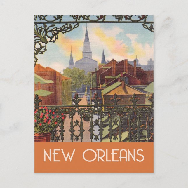 New Orleans Vintage Style Postkarte (Vorderseite)