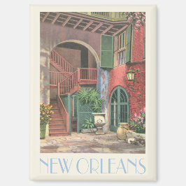 New Orleans Vintager Innenhof Treppe Szene Magnet