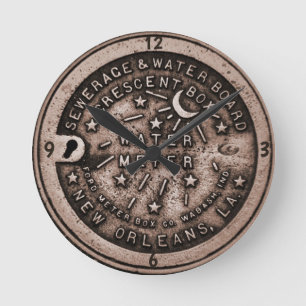 New Orleans Water Meter Clock, add text Runde Wanduhr