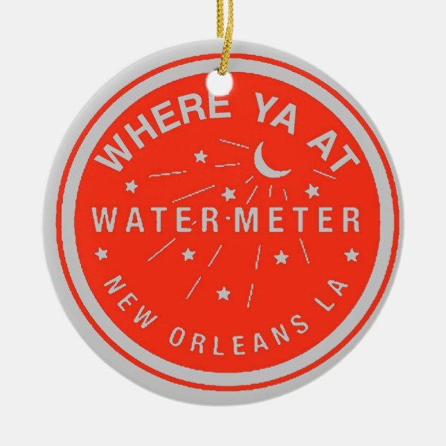 New Orleans Water Meter Cover Red Keramikornament (Vorne)