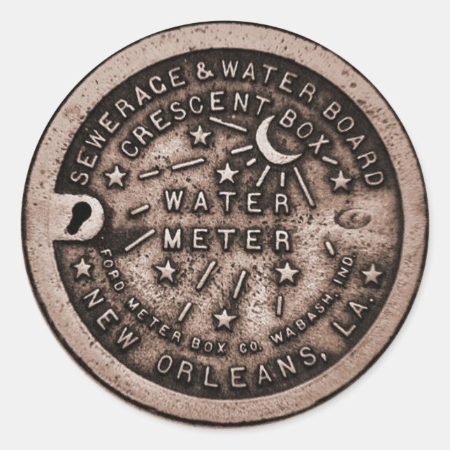 New Orleans Water Meter Cover Runder Aufkleber (Vorderseite)