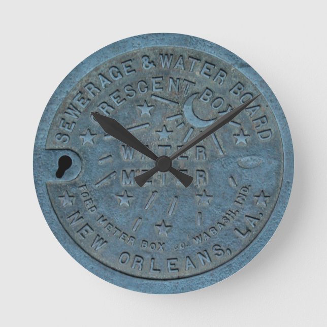 New Orleans Water Meter Foto Runde Wanduhr (Vorderseite)