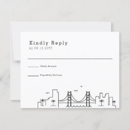 New Orleans Wedding | Stilisierte Skyline-UAWG RSVP Karte