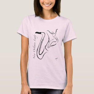 New- Orleansdament. Saxophone. T-Shirt