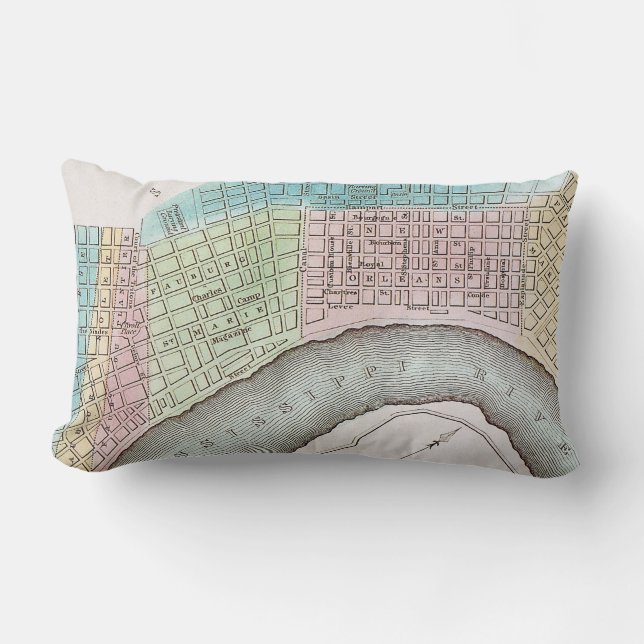 New- Orleanskarte, 1837 Lendenkissen (Vorderseite)