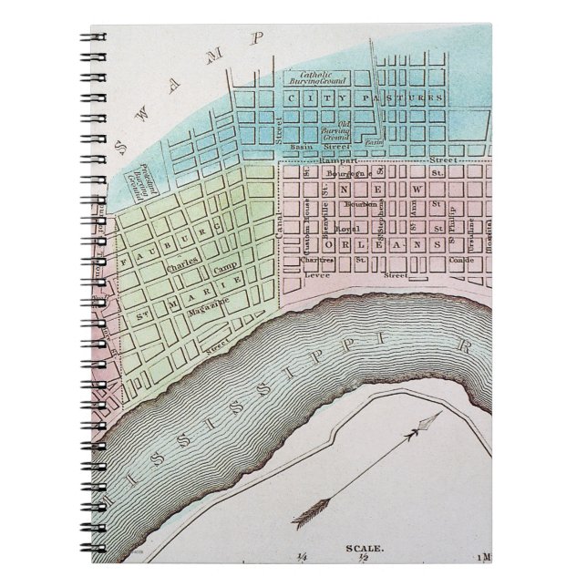 New- Orleanskarte, 1837 Notizblock (Vorderseite)