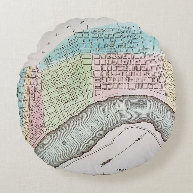 New- Orleanskarte, 1837 Rundes Kissen (Vorderseite)