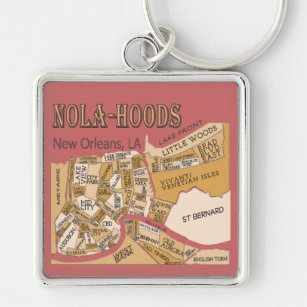 New- Orleansnachbarschafts-Karte, NOLA_HOODS Schlüsselanhänger