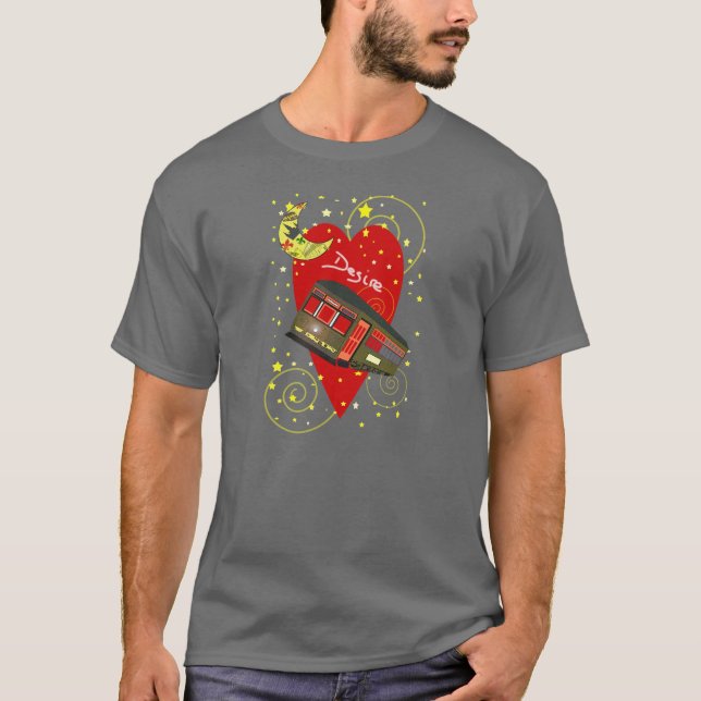 New Orleansstreetcar-Wunsch-Halbmond-Mond T-Shirt (Vorderseite)