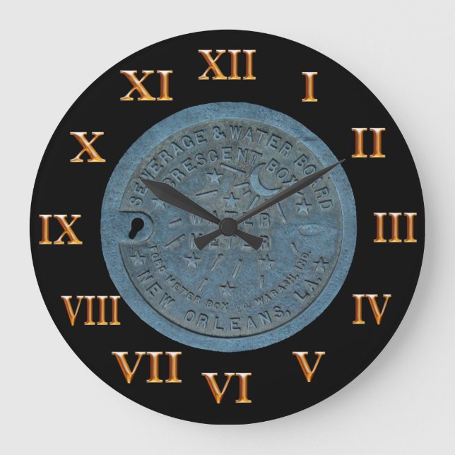 New- OrleansWasserzähler-Goldrömische Ziffern Große Wanduhr (Vorderseite)