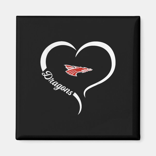 New Palestine Dragons Logo Halbherz Slogan Hs Magnet (Vorne)