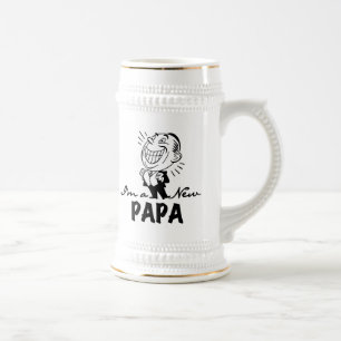 New Papa T - Shirt und Geschenke lächeln Bierglas