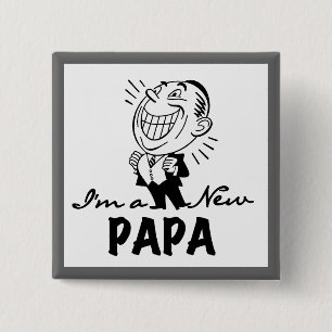 New Papa T - Shirt und Geschenke lächeln Button
